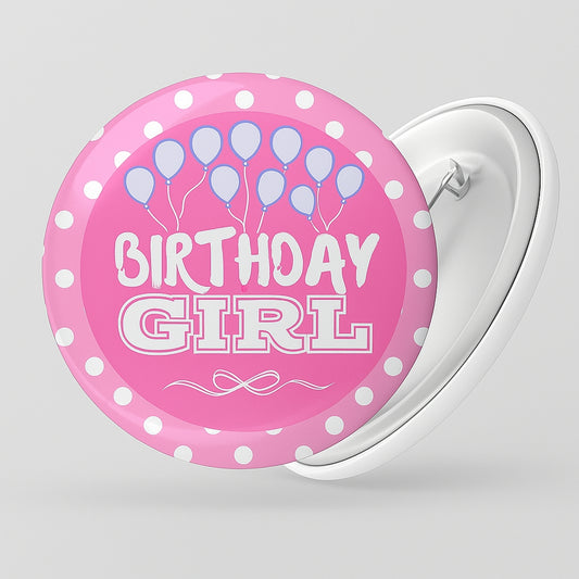 Birthday Girl Polka dot Badge Pin