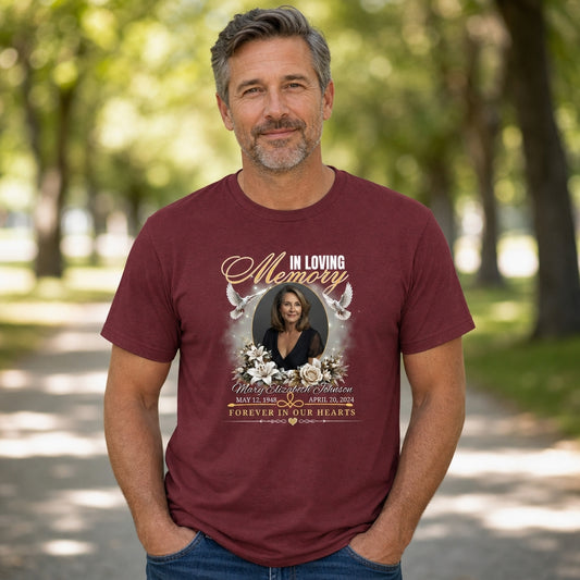 Garden Memorial T-Shirt | In Loving Memory Floral Remembrance Tee