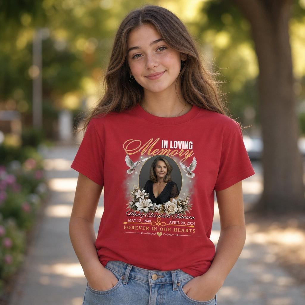 Garden Memorial T-Shirt | In Loving Memory Floral Remembrance Tee