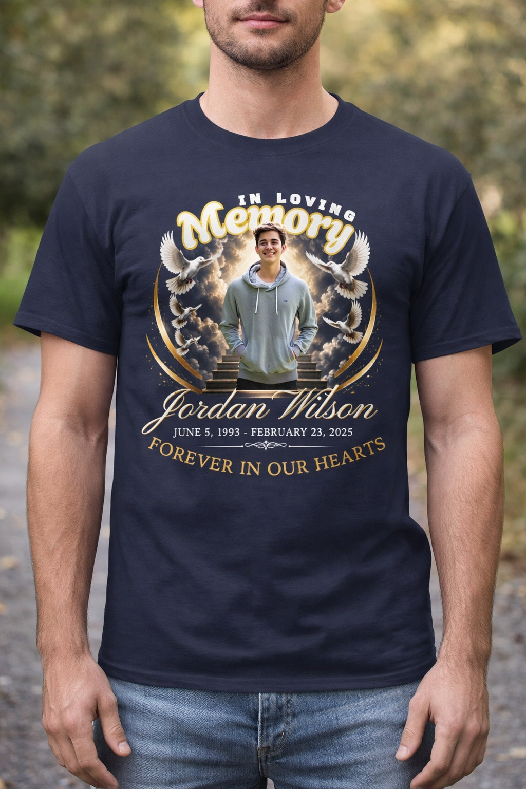 Heaven's Staircase RIP Memorial T-Shirt | In Loving Memory Tribute Tee
