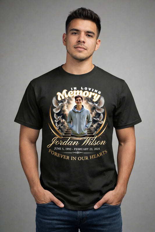Heaven's Staircase RIP Memorial T-Shirt | In Loving Memory Tribute Tee