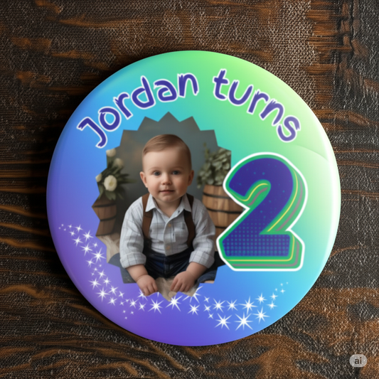 Customizable Birthday Pin Badge Age specific for kids