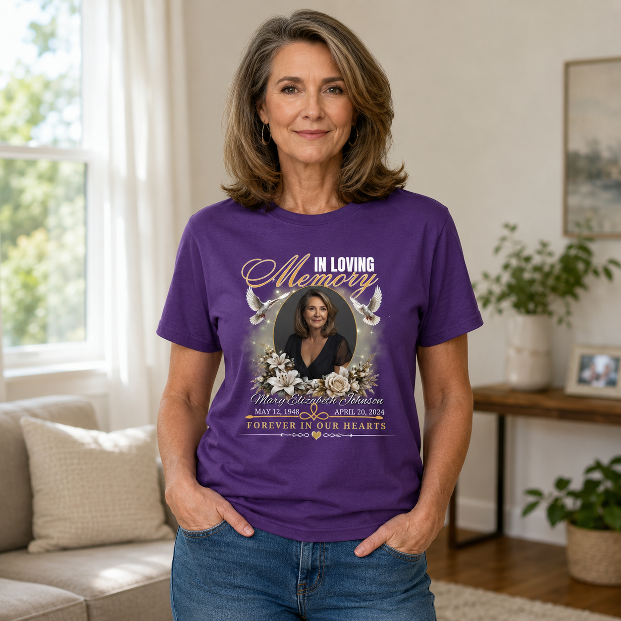 Garden Memorial T-Shirt | In Loving Memory Floral Remembrance Tee