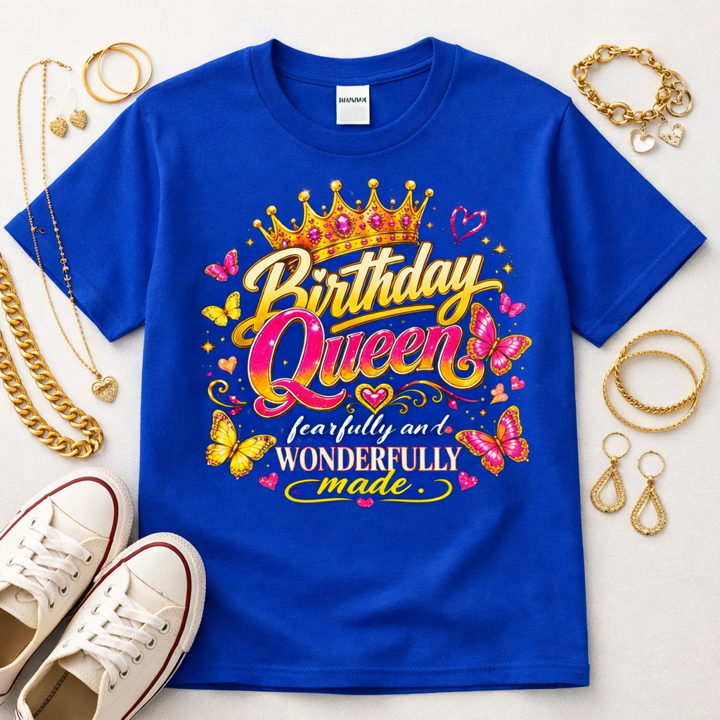 Birthday Queen | Fearfully and Wonderfully Made Christian Graphic Tee