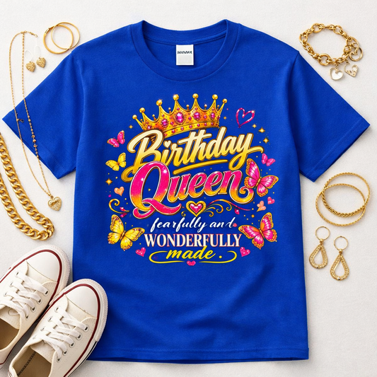 Birthday Queen | Fearfully and Wonderfully Made Christian Graphic Tee
