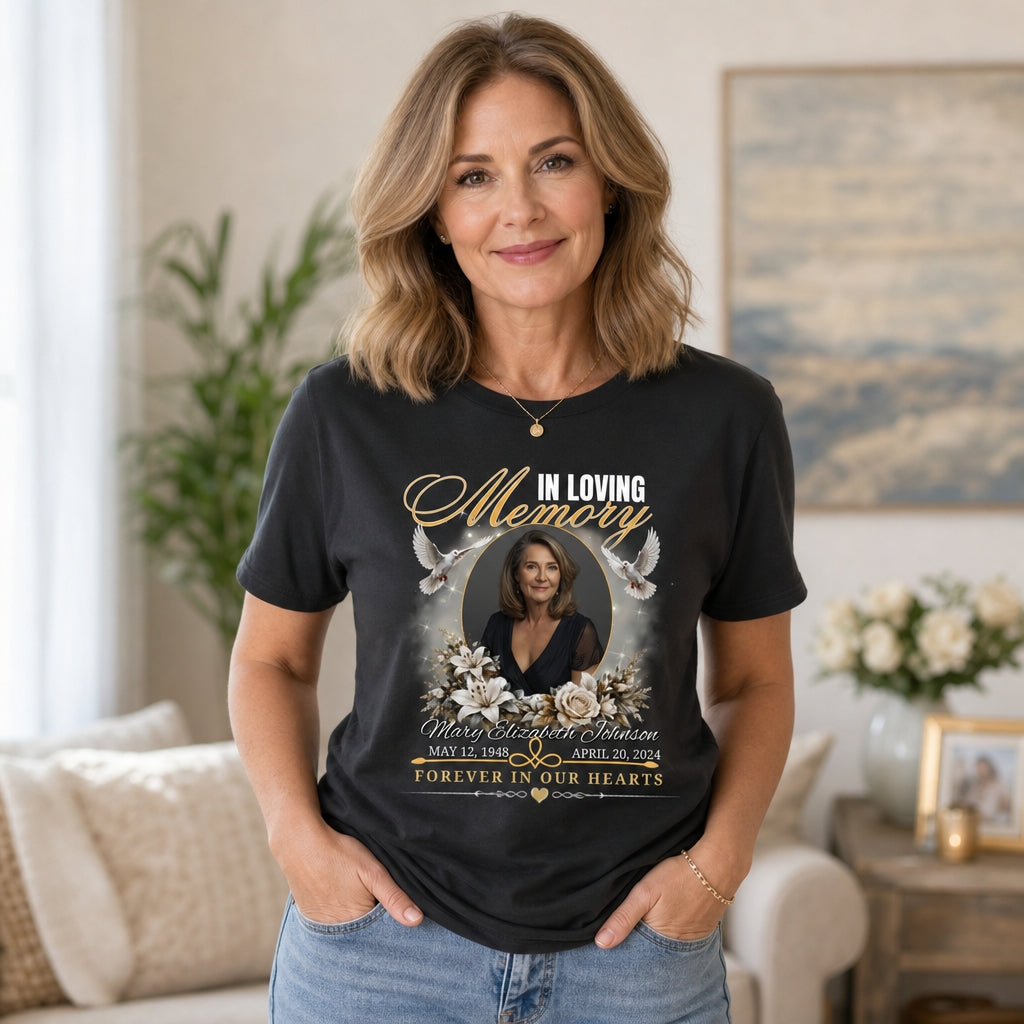 Garden Memorial T-Shirt | In Loving Memory Floral Remembrance Tee