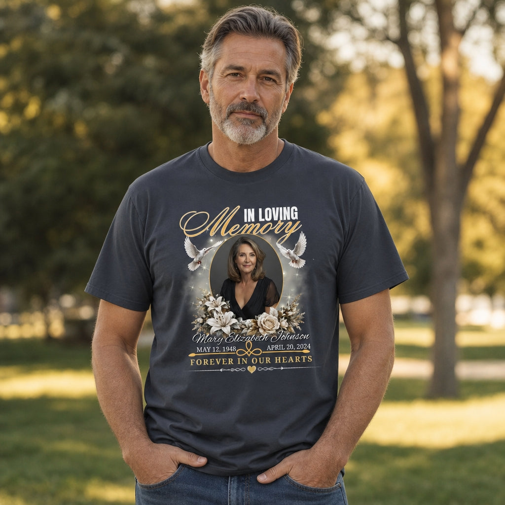Garden Memorial T-Shirt | In Loving Memory Floral Remembrance Tee