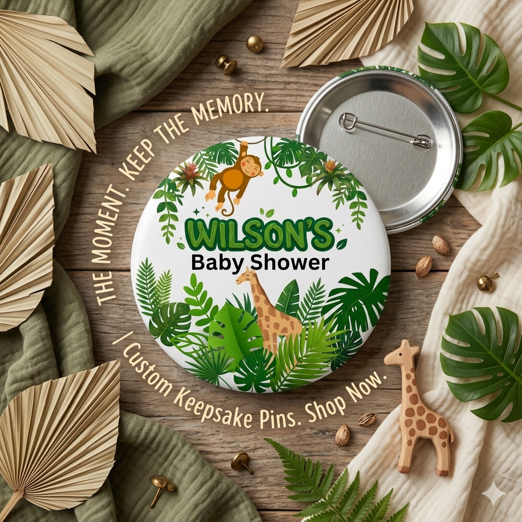 Customizable name baby shower pin