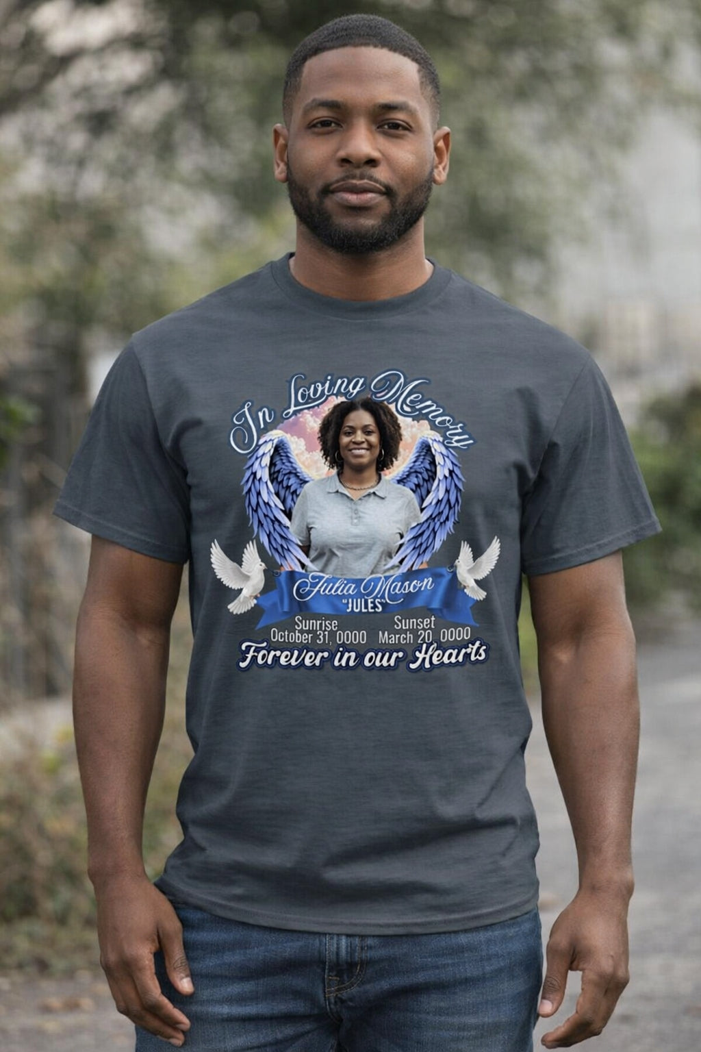 Angel Wings Memorial T-Shirt | Customizable In Loving Memory Tee