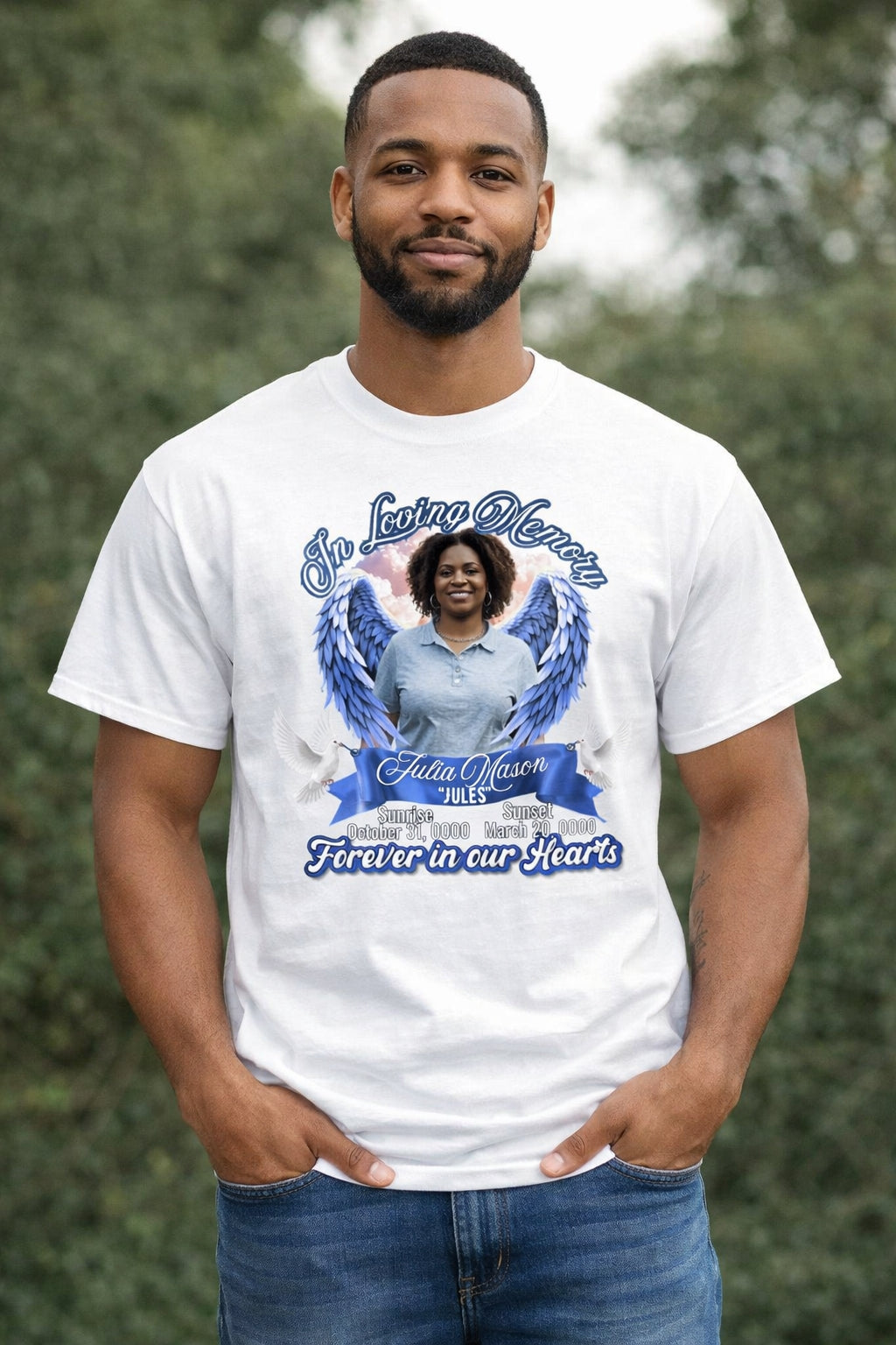 Angel Wings Memorial T-Shirt | Customizable In Loving Memory Tee