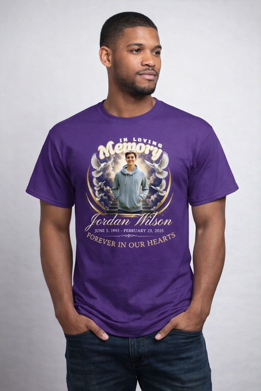 Heaven's Staircase RIP Memorial T-Shirt | In Loving Memory Tribute Tee